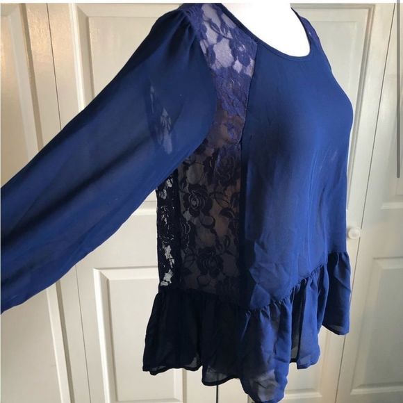 Charming Charlie Blue Peplum Blouse - Picture 2 of 5